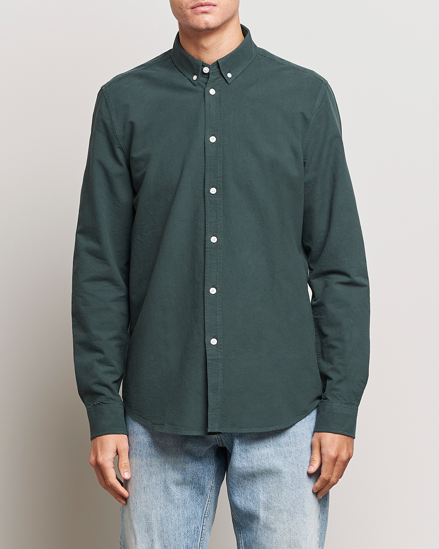 Herre | Oxfordskjorter | Samsøe & Samsøe | Liam Striped Button Down Shirt  Darkest Spruce