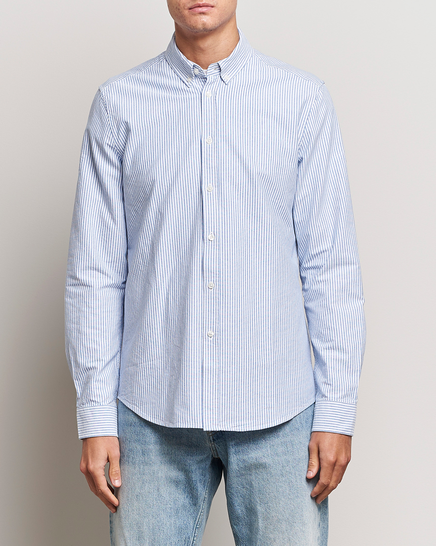 Herre | Skjorter | Samsøe Samsøe | Liam Striped Button Down Shirt Blue/White