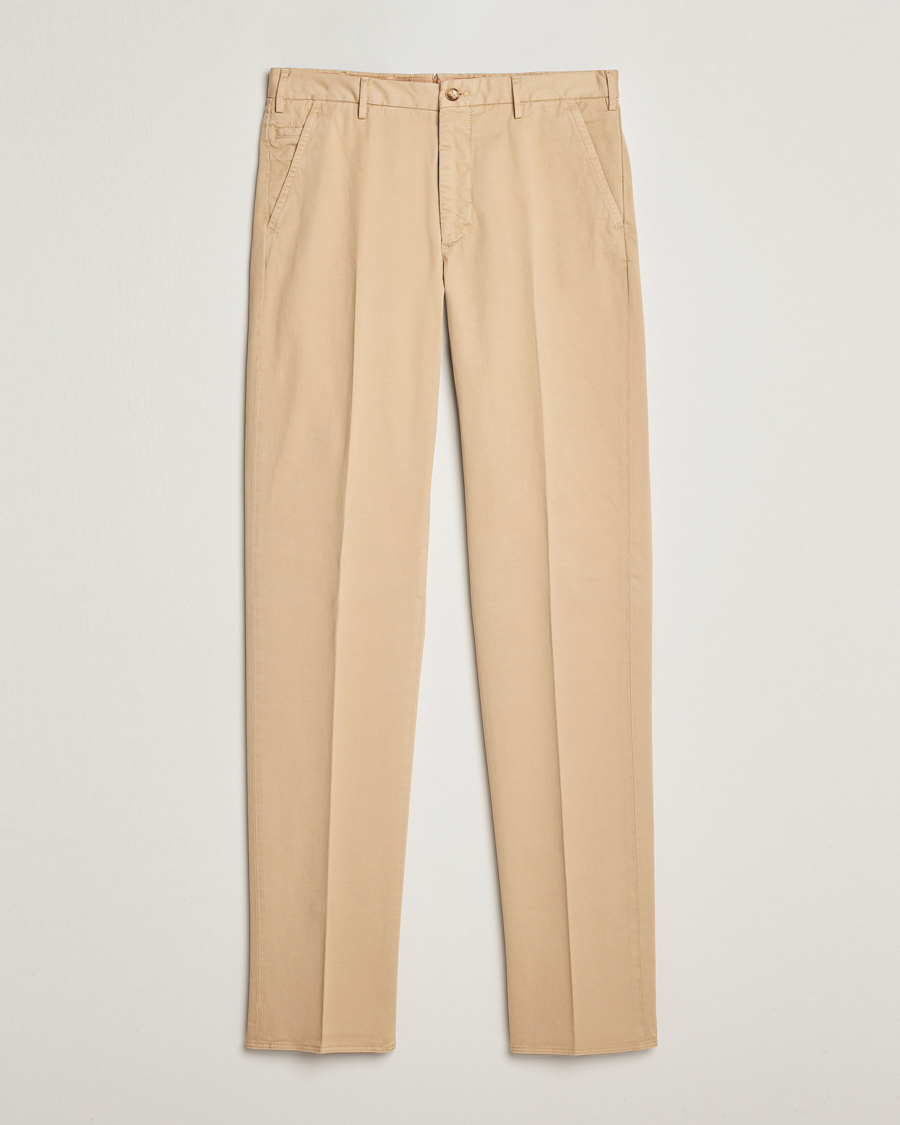 Herre | Bukser | Incotex | Straight Fit Cotton Chinos Light Beige