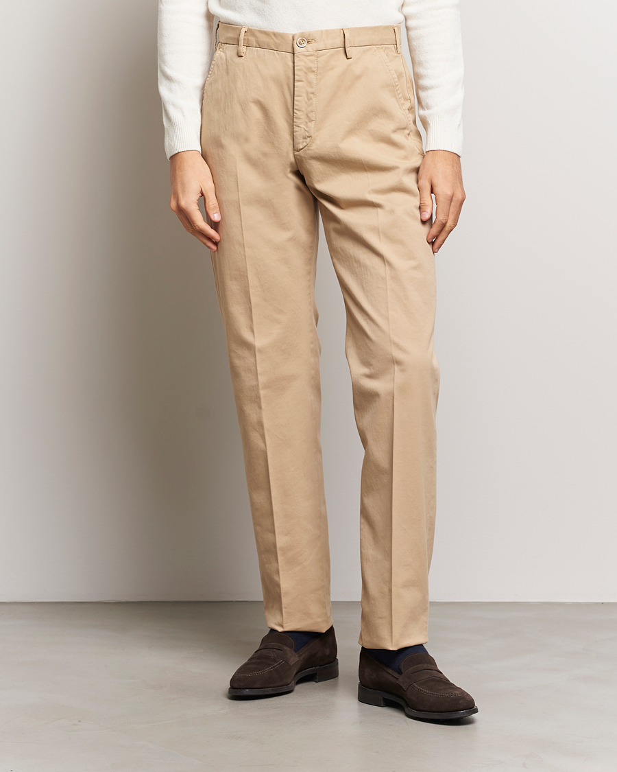 Herre |  | Incotex | Straight Fit Cotton Chinos Light Beige