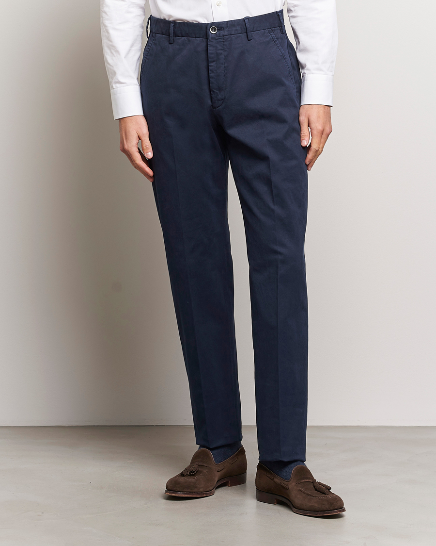 Herre | Chinos | Incotex | Straight Fit Cotton Chinos Navy