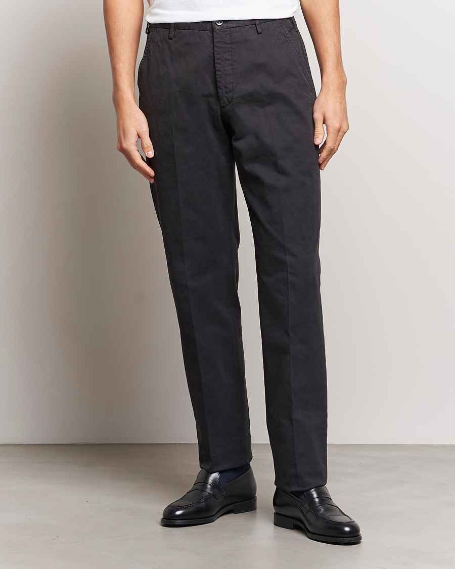 Herre | Klær | Incotex | Straight Fit Cotton Chinos Black