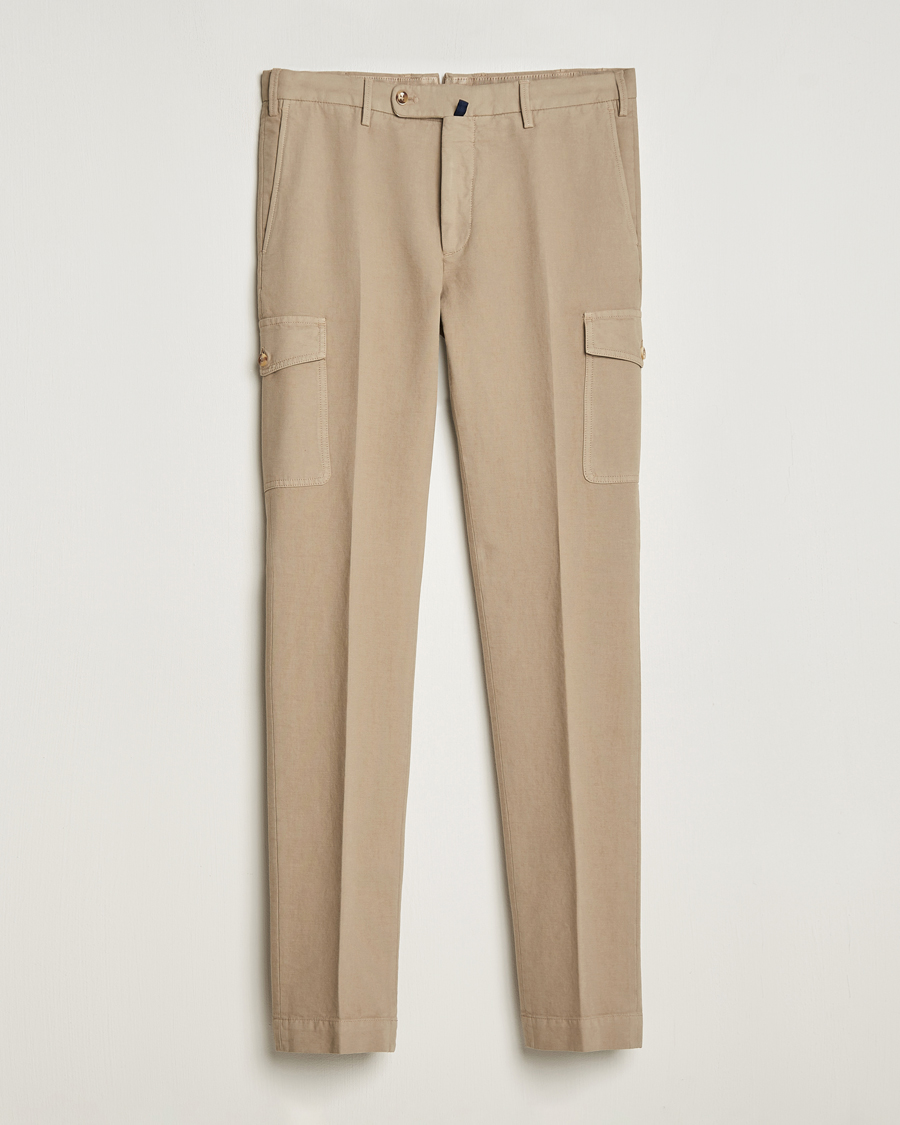 Herre | Bukser | Incotex | Slim Fit Cotton Cargo Pocket Trousers Beige