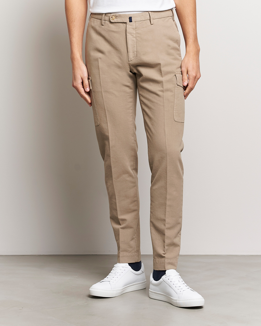 Herre | Bukser | Incotex | Slim Fit Cotton Cargo Pocket Trousers Beige