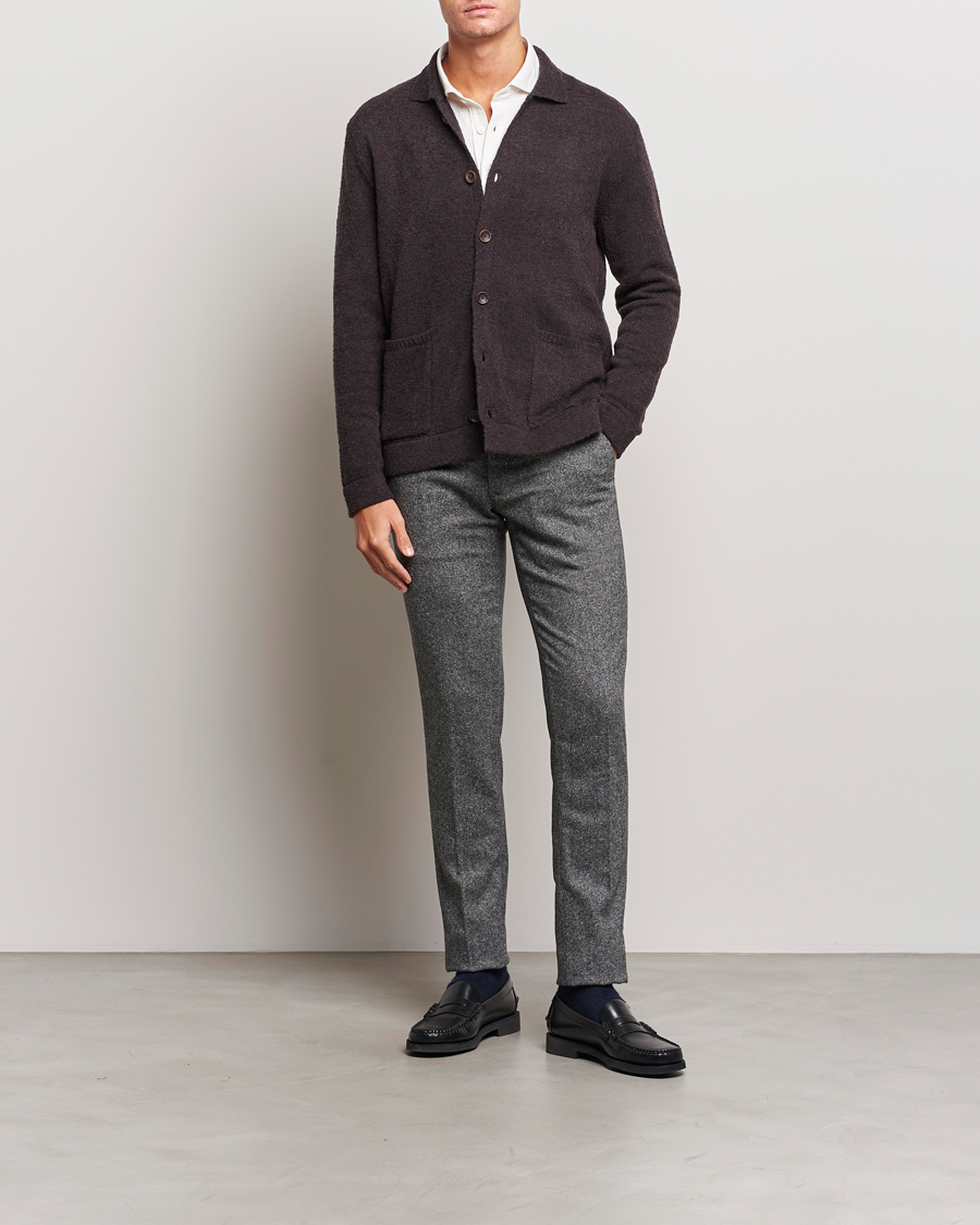 Herre | Bukser | Incotex | Slim Fit Washed Wool/Silk Slacks Grey Melange