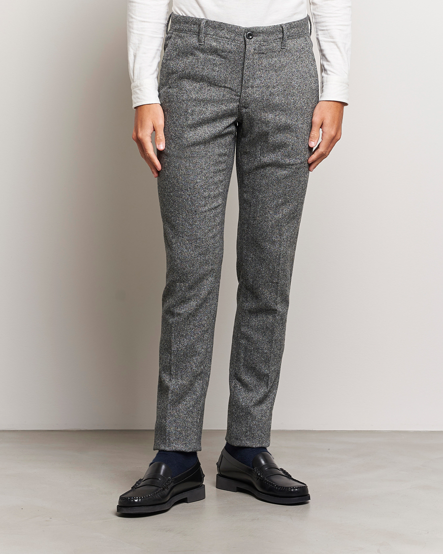 Herre | Bukser | Incotex | Slim Fit Washed Wool/Silk Slacks Grey Melange