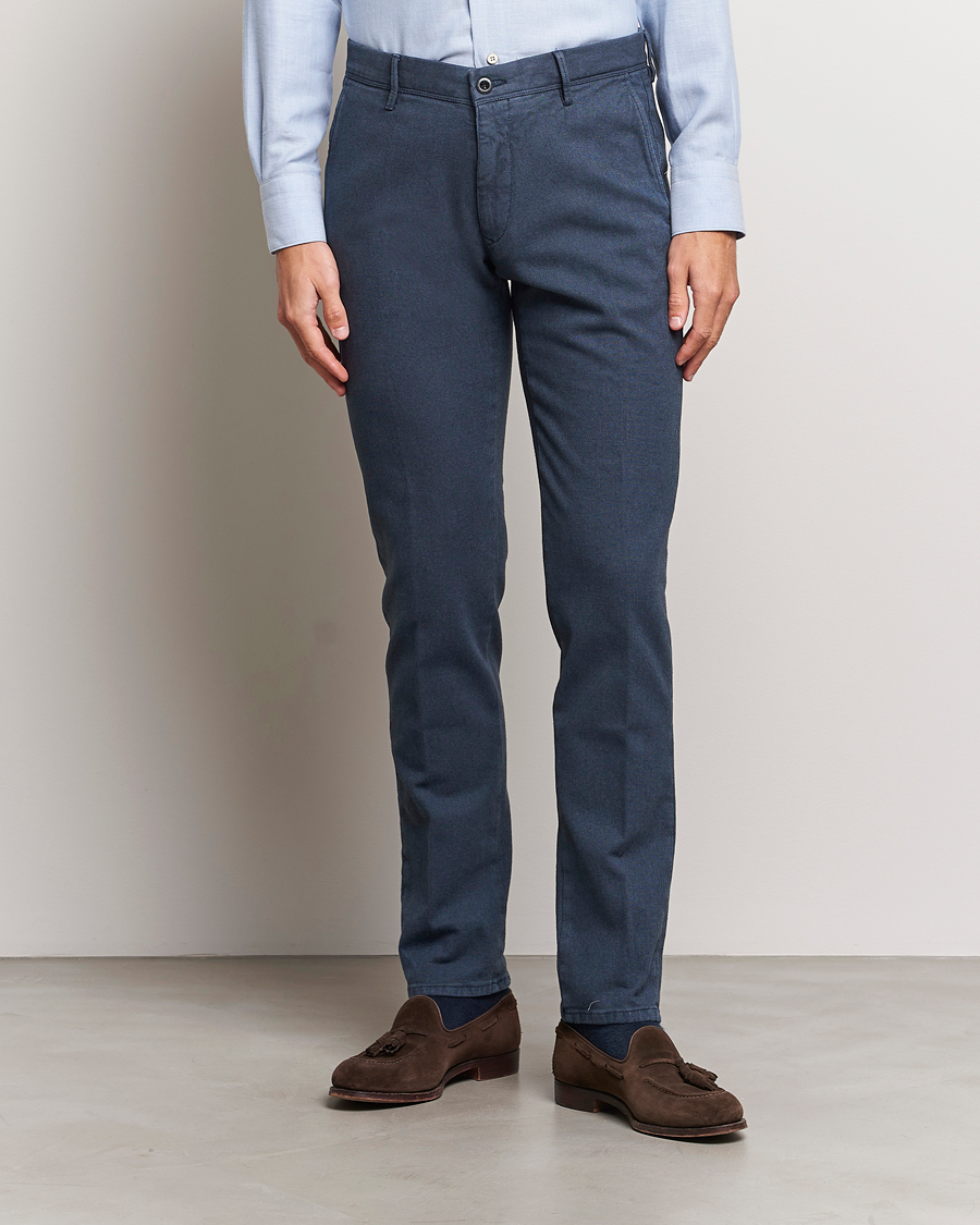 Herre | Italian Department | Incotex | Slim Fit Overdyed Microstructure Slacks Dark Blue