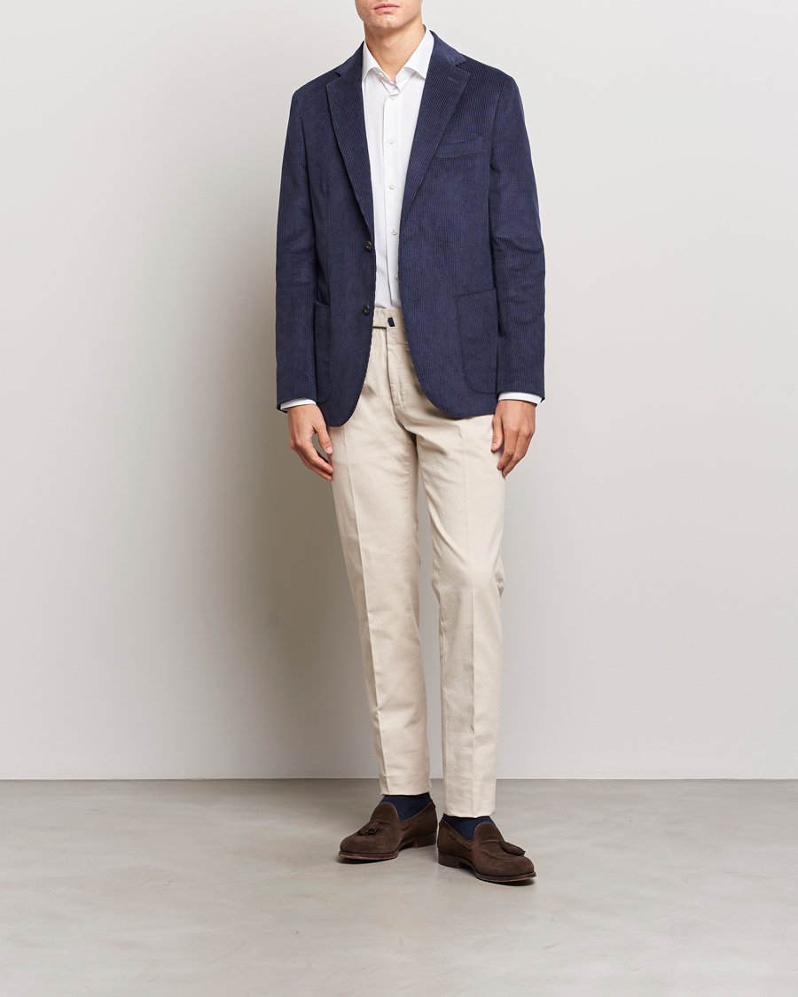 Herre | Dressjakker | Incotex | Montedoro Unconstructed Corduroy Blazer Navy