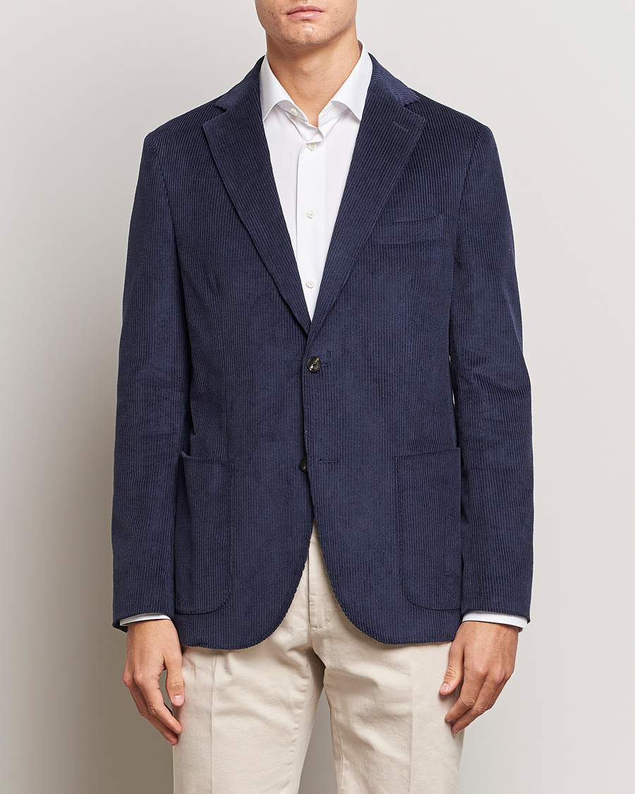 Herre | Dressjakker | Incotex | Montedoro Unconstructed Corduroy Blazer Navy