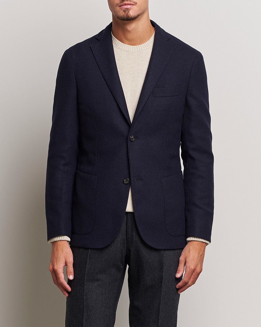 Herre |  | Incotex | Montedoro Unconstructed Wool/Cashmere Blazer Navy