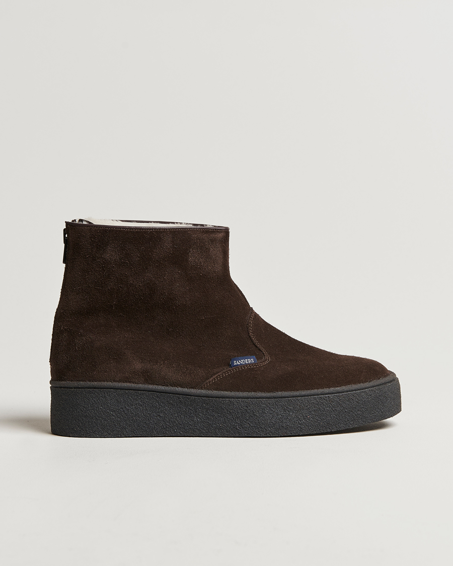 Herre | Støvler | Sanders | Sherling Lined Suede Curling Boot Chocolate