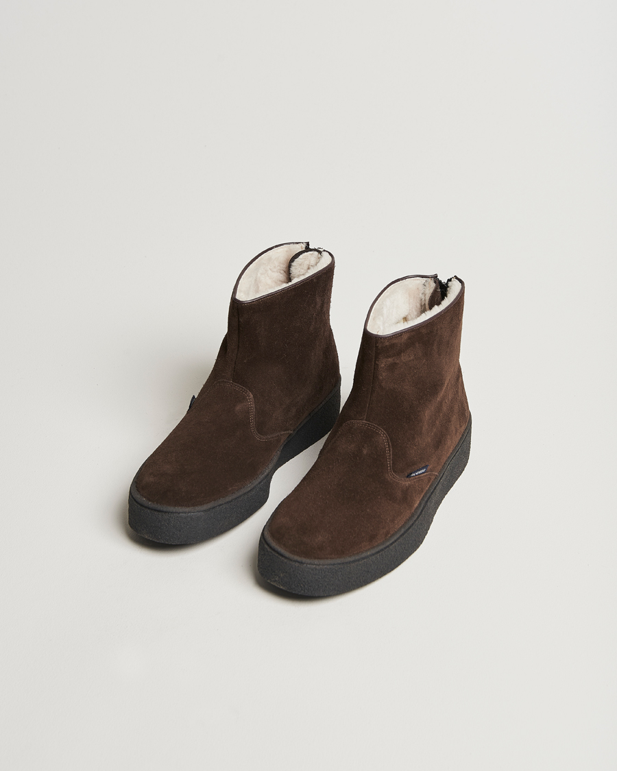 Herre | Støvler | Sanders | Sherling Lined Suede Curling Boot Chocolate