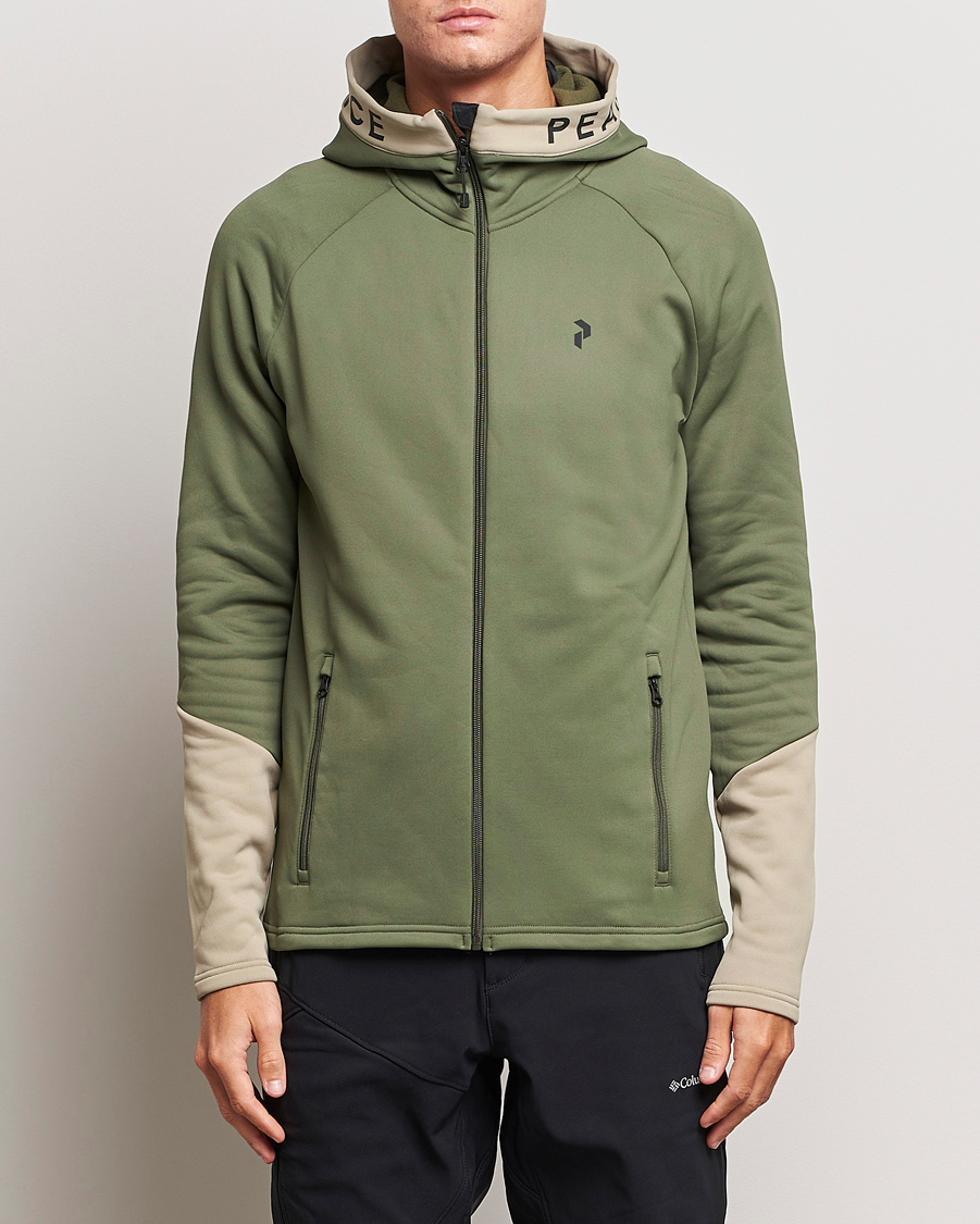 Herre | Gensere | Peak Performance | Rider Hooded Full Zip Pine Needle/Avid Beige