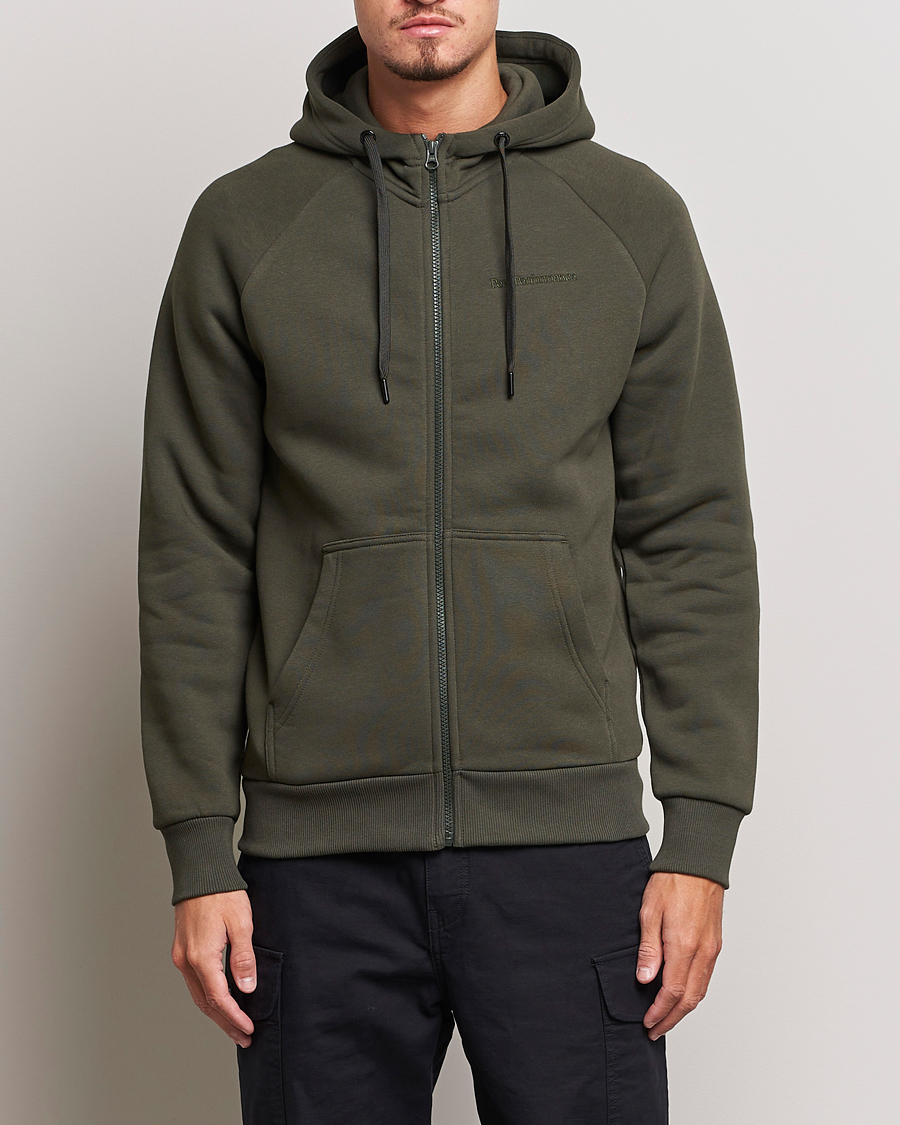 Herre | Gensere | Peak Performance | Original Logo Full Zip Hoodie Olive Extreme