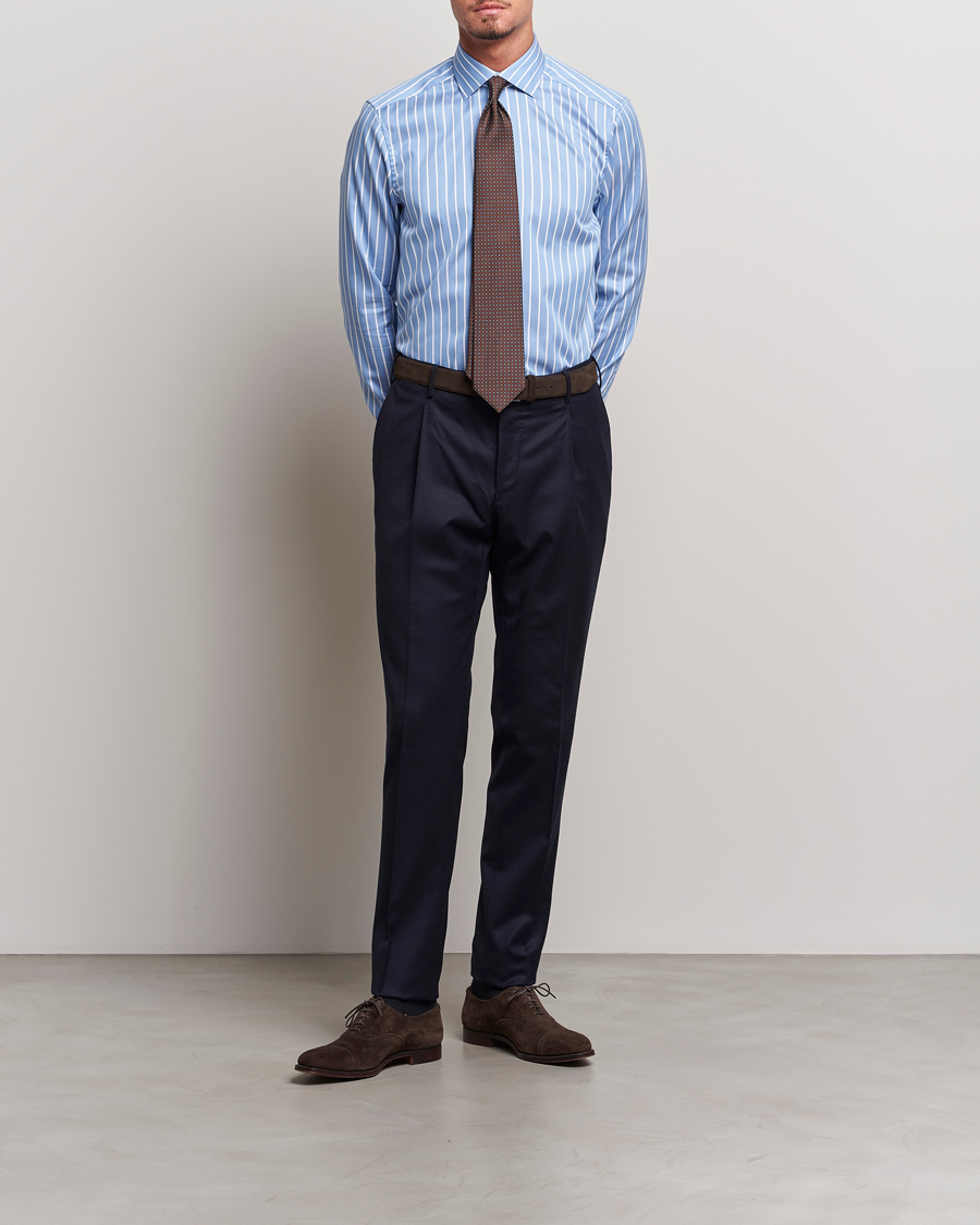 Herre | Skjorter | Stenströms | Slimline Striped Cut Away Shirt Blue