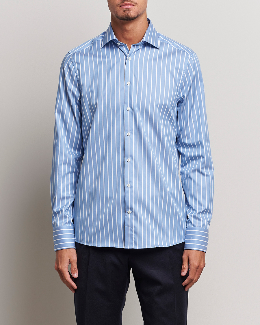 Herre | Formelle | Stenströms | Slimline Striped Cut Away Shirt Blue