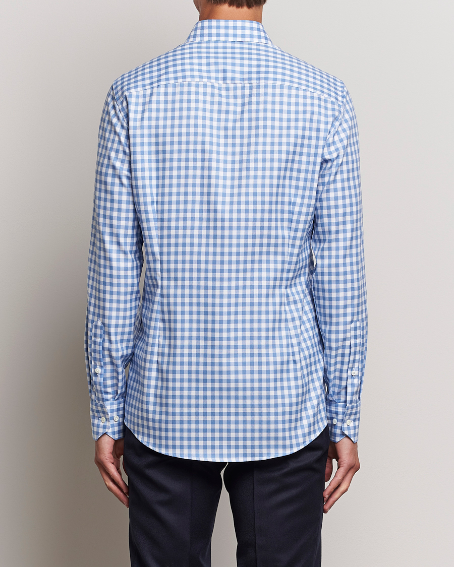 Herre | Skjorter | Stenströms | Slimline Check Cut Away Shirt Light Blue