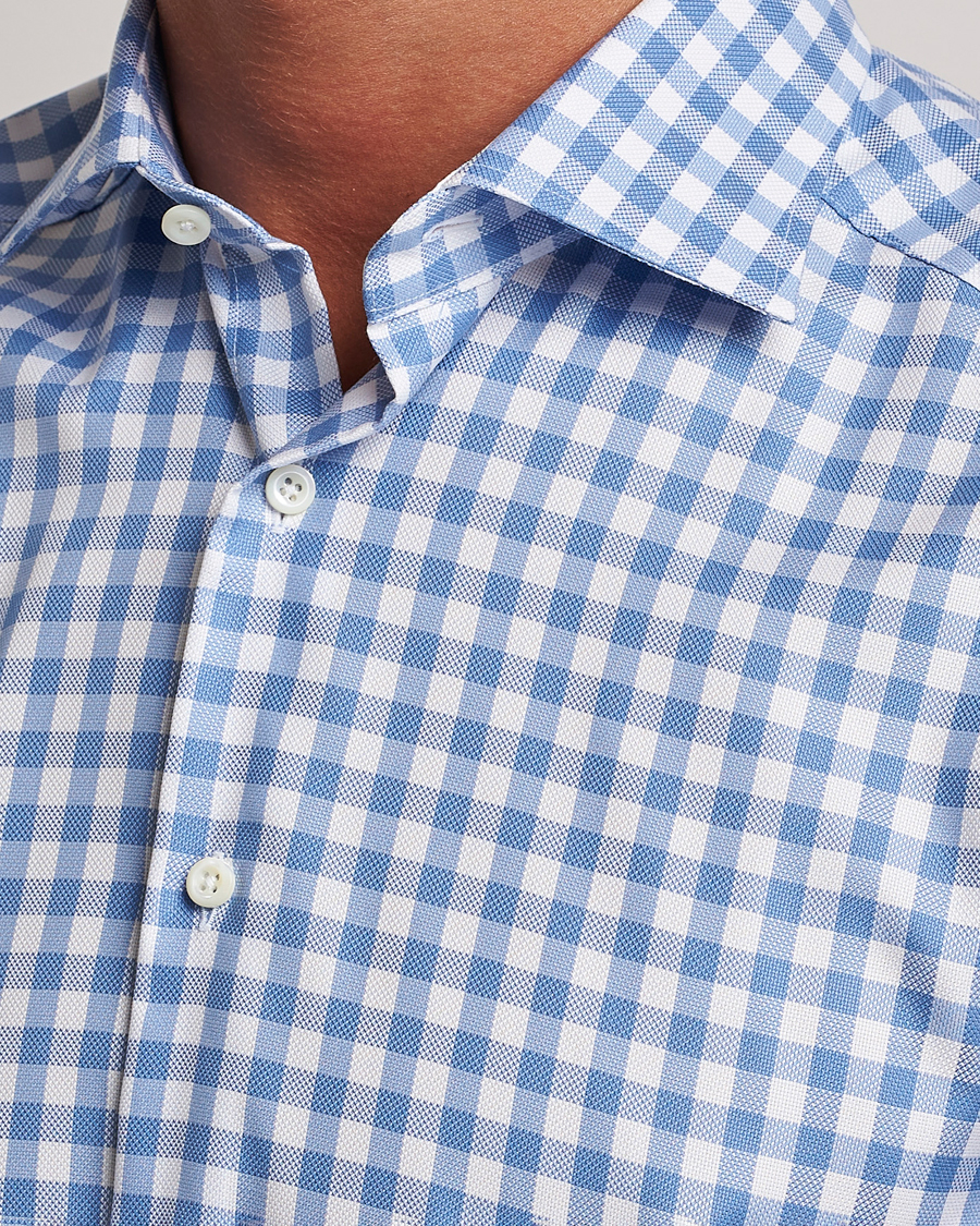 Herre | Skjorter | Stenströms | Slimline Check Cut Away Shirt Light Blue