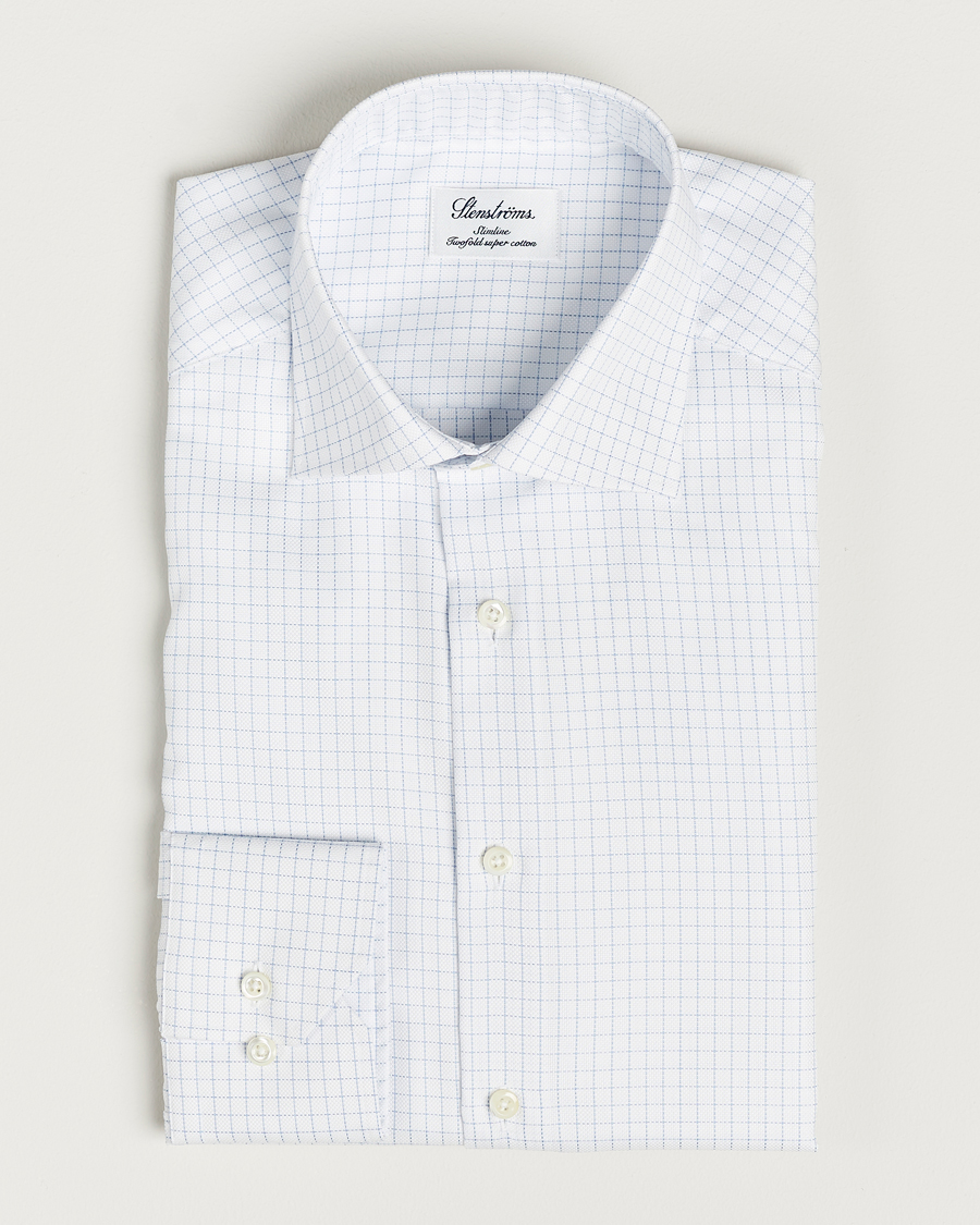 Herre | Businesskjorter | Stenströms | Slimline Thin Check Cut Away Shirt White