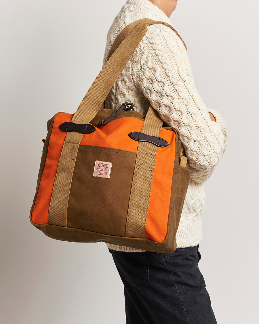 Herre | Filson Tin Cloth Tote Bag Dark Tan/Flame | Filson | Tin Cloth Tote Bag Dark Tan/Flame