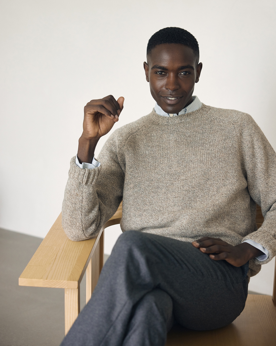 Herre | Gensere | Filson | Irish Wool 5-Guage Knitted Sweater Natural/Brown