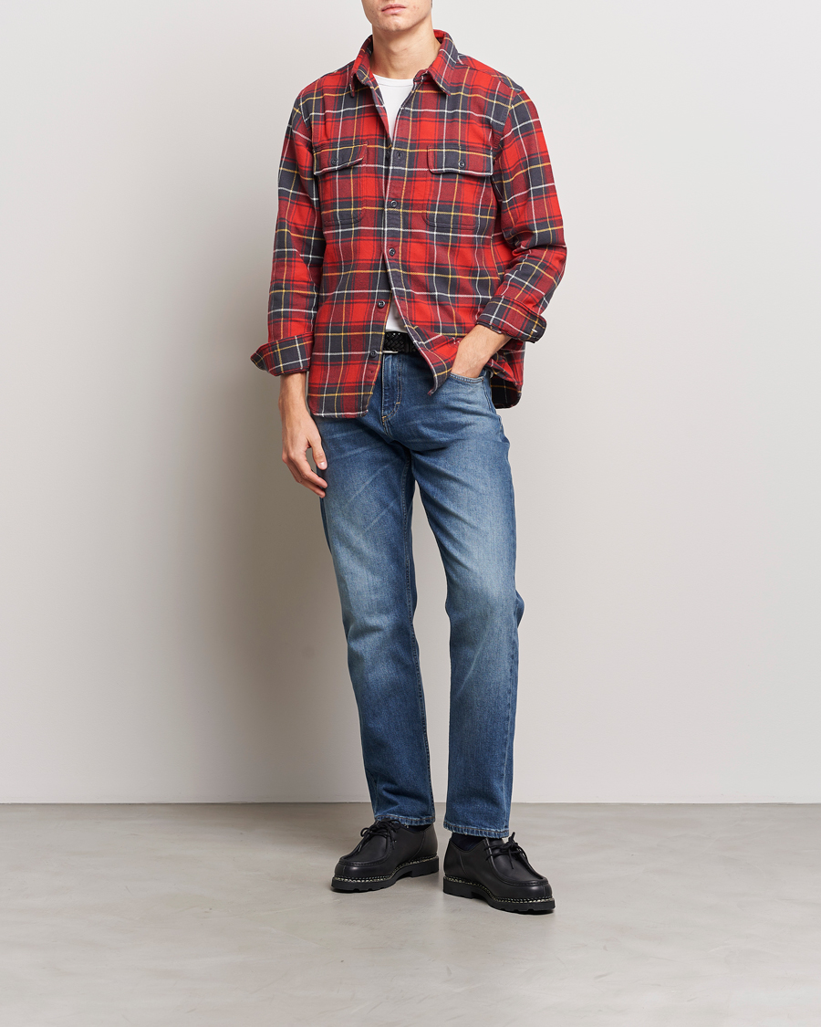 Herre | Skjorter | Filson | Vintage Flannel Work Shirt Red Charcoal Plaid