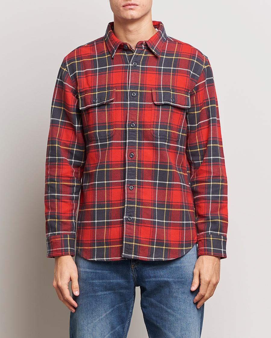 Herre | Skjorter | Filson | Vintage Flannel Work Shirt Red Charcoal Plaid