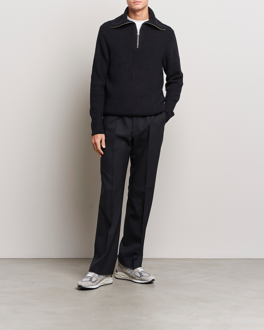Herre | Gensere | Samsøe Samsøe | Samsøe & Samsøe Alts Heavy Knitted Half Zip Black