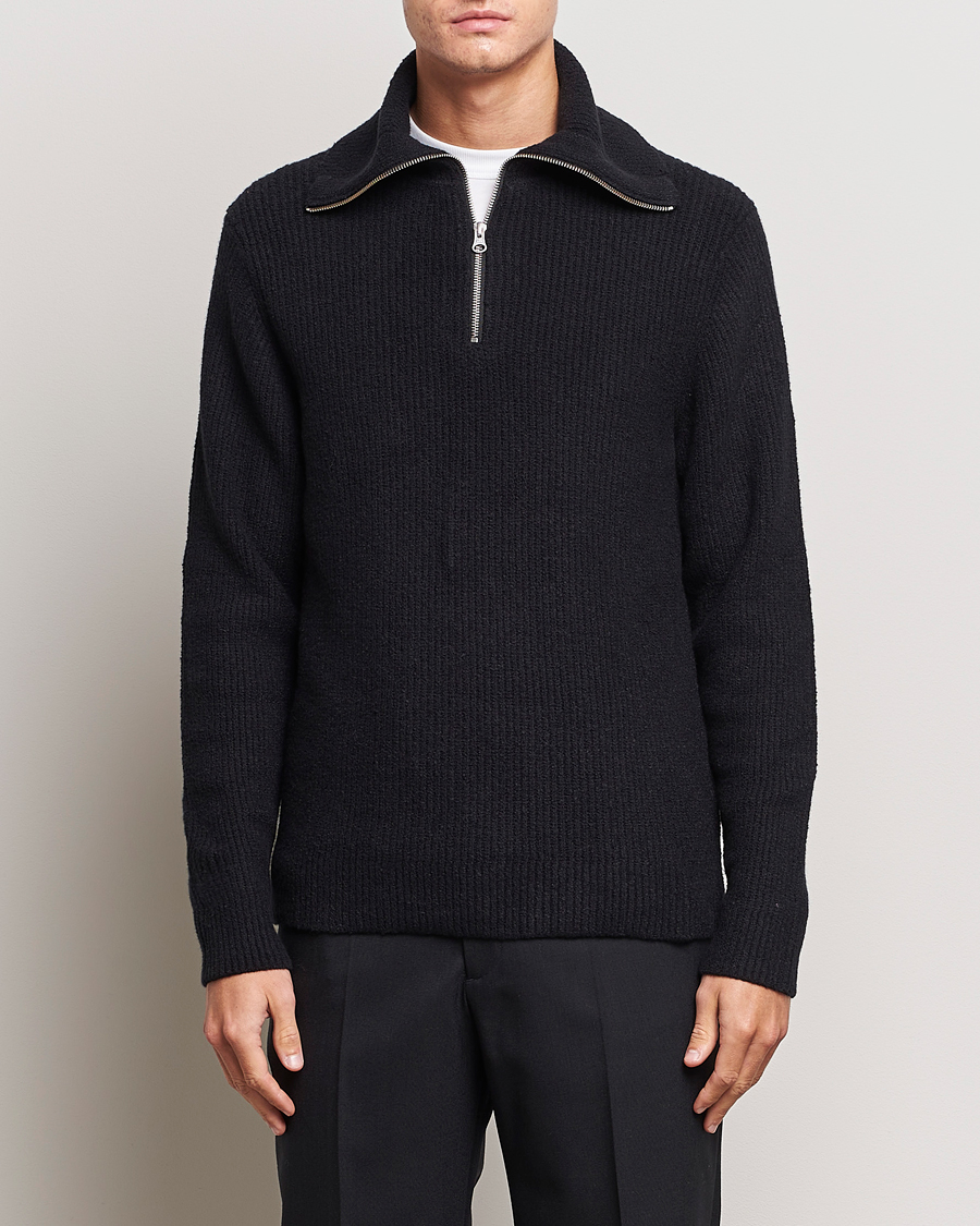 Herre | Gensere | Samsøe Samsøe | Samsøe & Samsøe Alts Heavy Knitted Half Zip Black