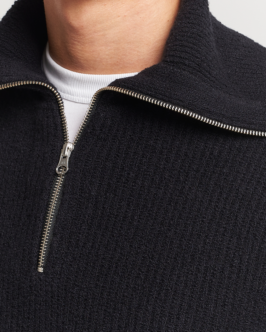 Herre | Gensere | Samsøe Samsøe | Samsøe & Samsøe Alts Heavy Knitted Half Zip Black