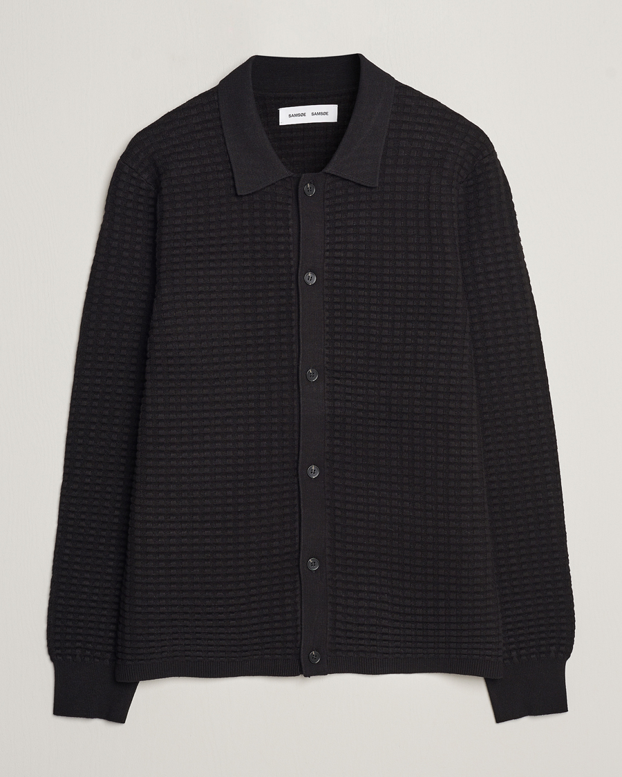 Herre | Gensere | Samsøe Samsøe | Samsøe & Samsøe Jules Waffle Knitted Cardigan Black