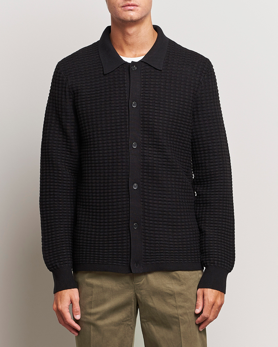 Herre | Gensere | Samsøe Samsøe | Samsøe & Samsøe Jules Waffle Knitted Cardigan Black