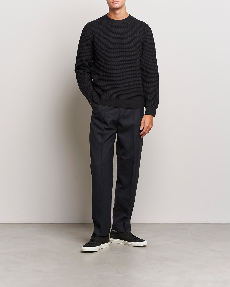 Herre | Gensere | Samsøe Samsøe | Samsøe & Samsøe Jules Waffle Knitted Crew Neck Black