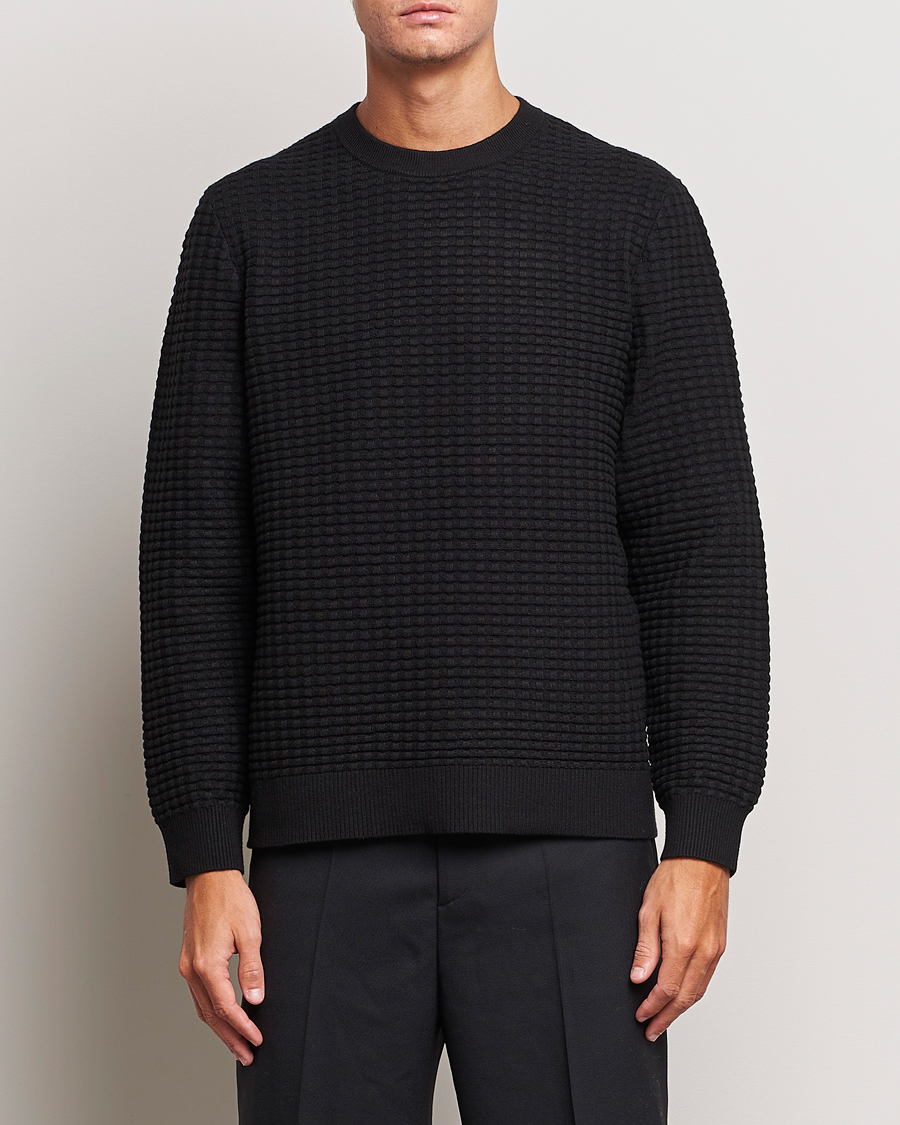 Herre | Samsøe & Samsøe | Samsøe & Samsøe | Jules Waffle Knitted Crew Neck Black