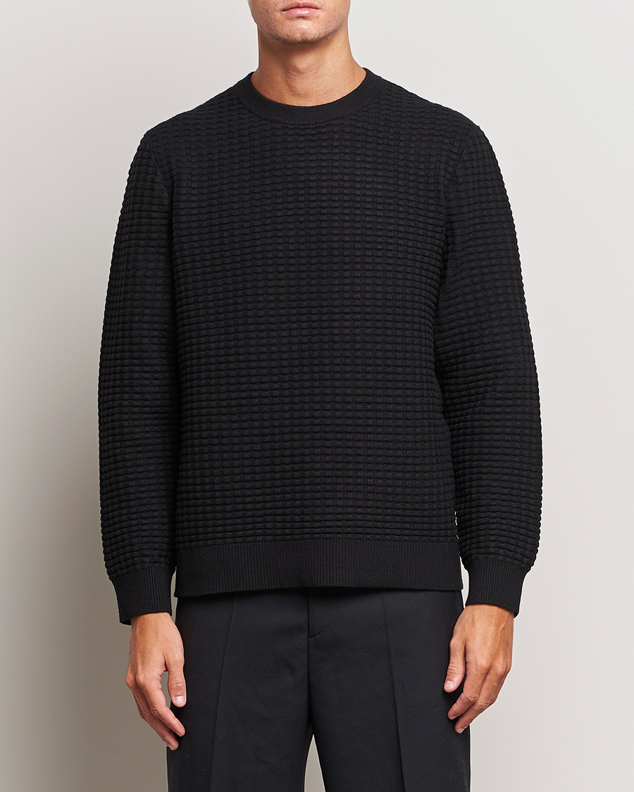 Herre | Gensere | Samsøe Samsøe | Samsøe & Samsøe Jules Waffle Knitted Crew Neck Black
