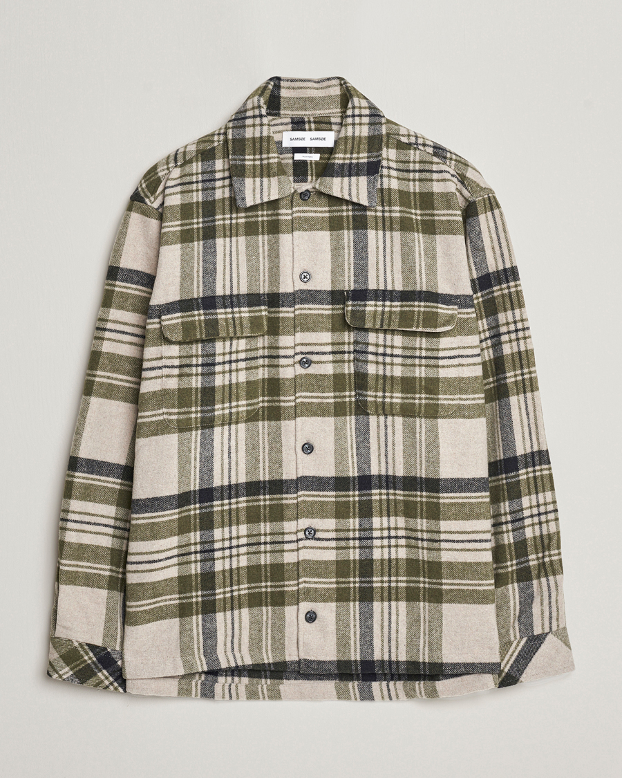 Herre | Skjorter | Samsøe Samsøe | Samsøe & Samsøe Castor Checked Overshirt Sphagnum Multi
