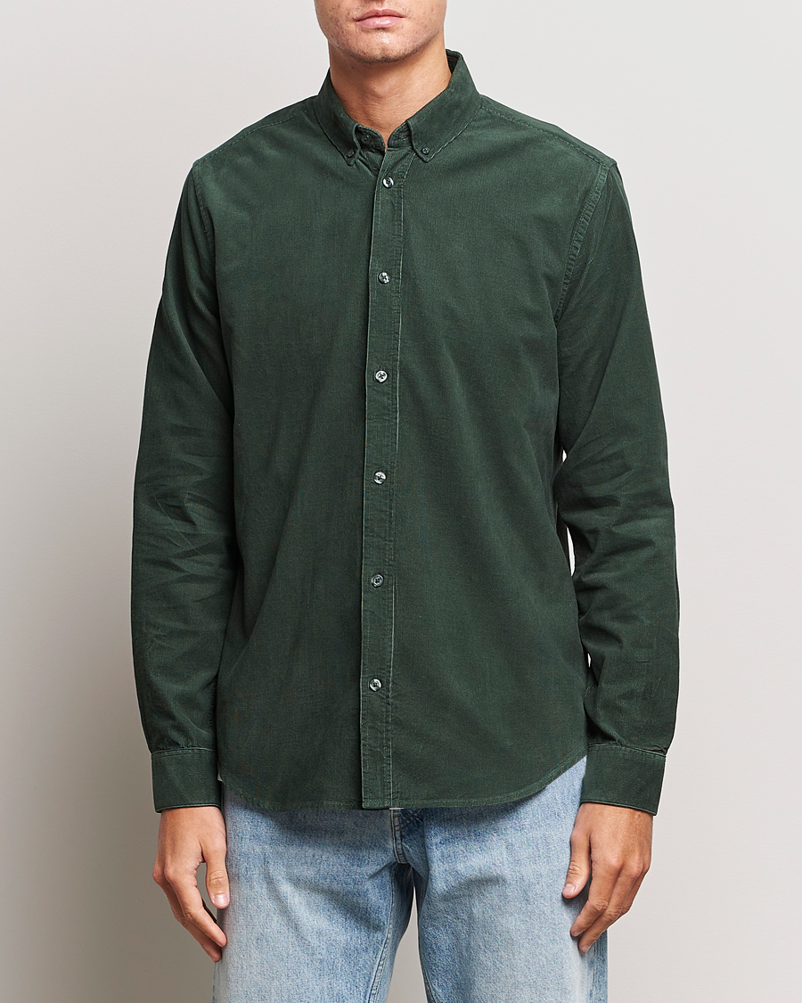 Herre | Cordfløyelskjorter | Samsøe & Samsøe | Liam Baby Cord Shirt Garden Topiary