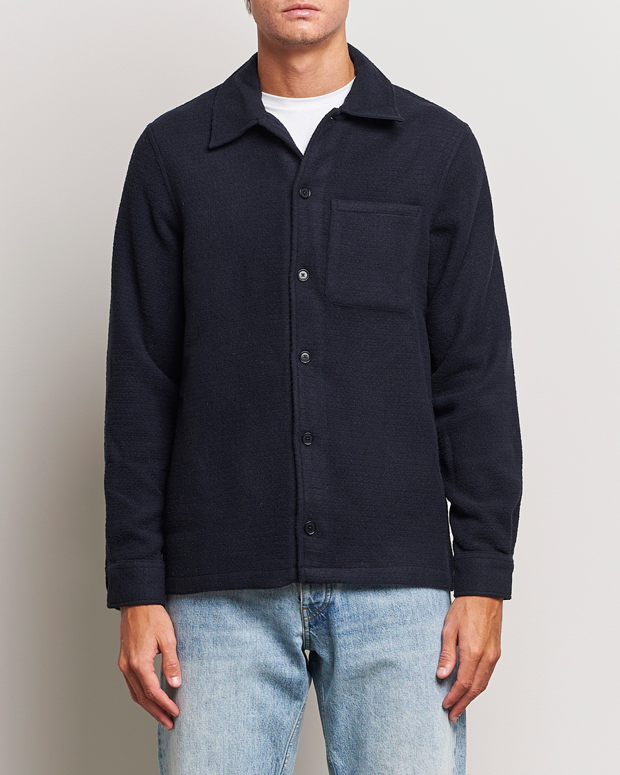 Herre | Overshirts | Samsøe & Samsøe | Taka Waffle Knitted Overshirt Salute Navy
