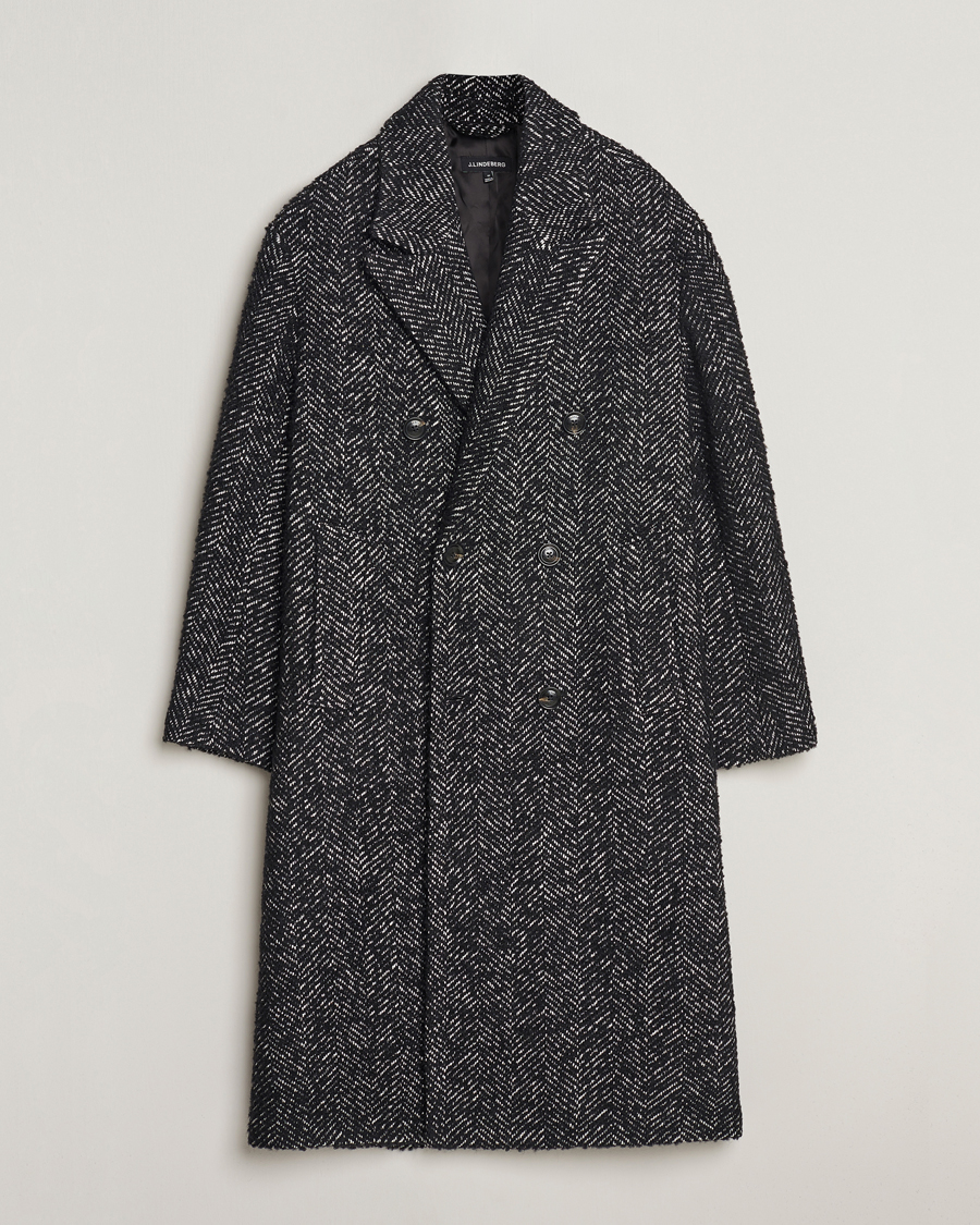 Herre | Jakker | J.Lindeberg | Willy Herringbone Oversize Coat Black Melange