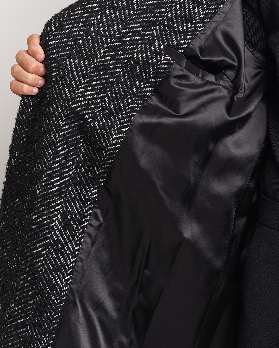 Herre | Jakker | J.Lindeberg | Willy Herringbone Oversize Coat Black Melange