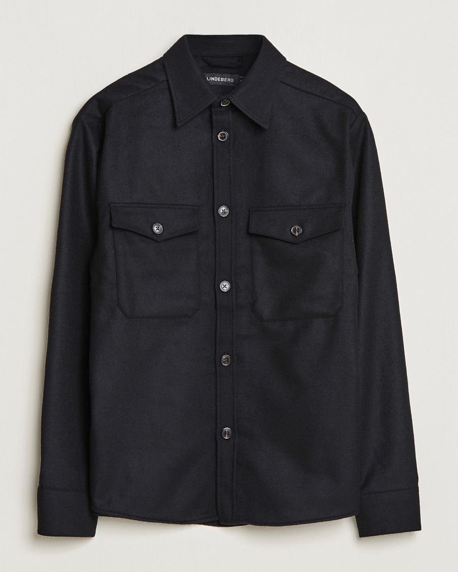 Herre | | J.Lindeberg | Flat Wool Overshirt Black