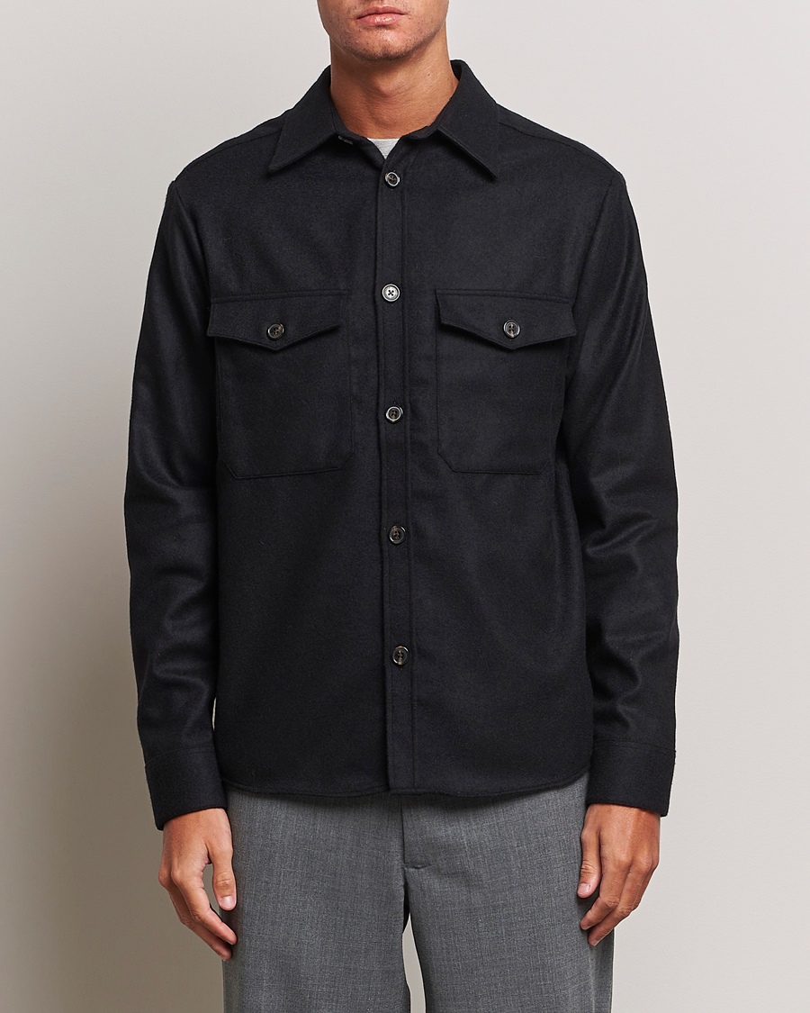 Herre | | J.Lindeberg | Flat Wool Overshirt Black