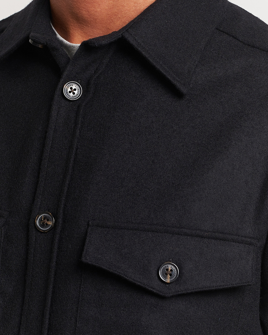 Herre | Skjorter | J.Lindeberg | Flat Wool Overshirt Black