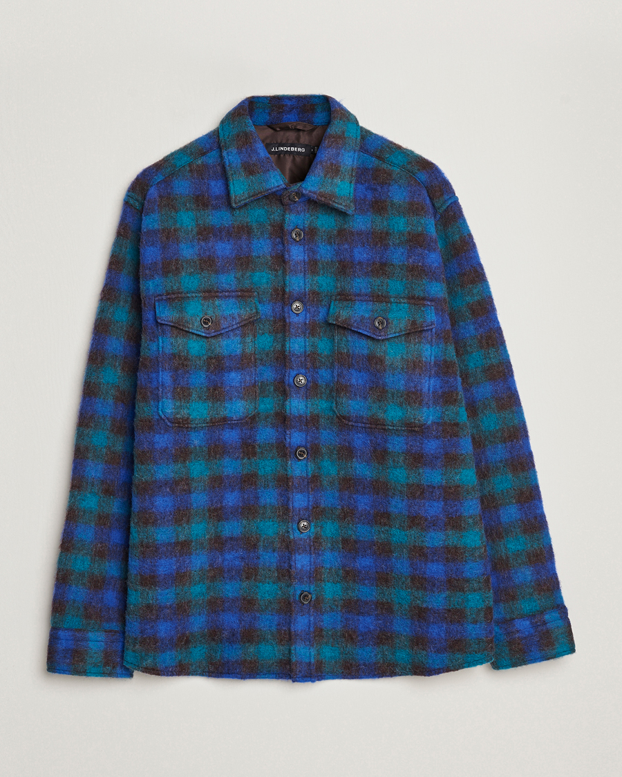 Herre | Jakker | J.Lindeberg | Carter Check Wool Mix Overshirt Surf The Web