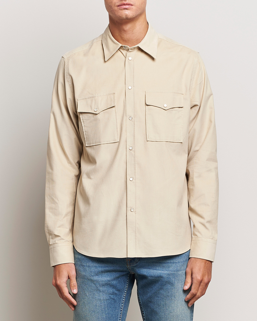 Herre | Skjorter | J.Lindeberg | Carlos Reg Cord Shirt Oyster Grey