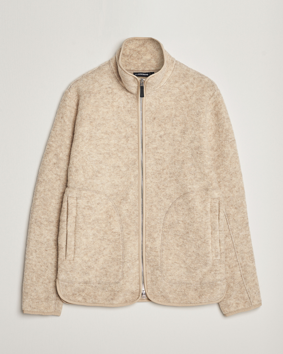 Herre | Gensere | J.Lindeberg | Dustin Wool Fleece Jacket Oyster Grey
