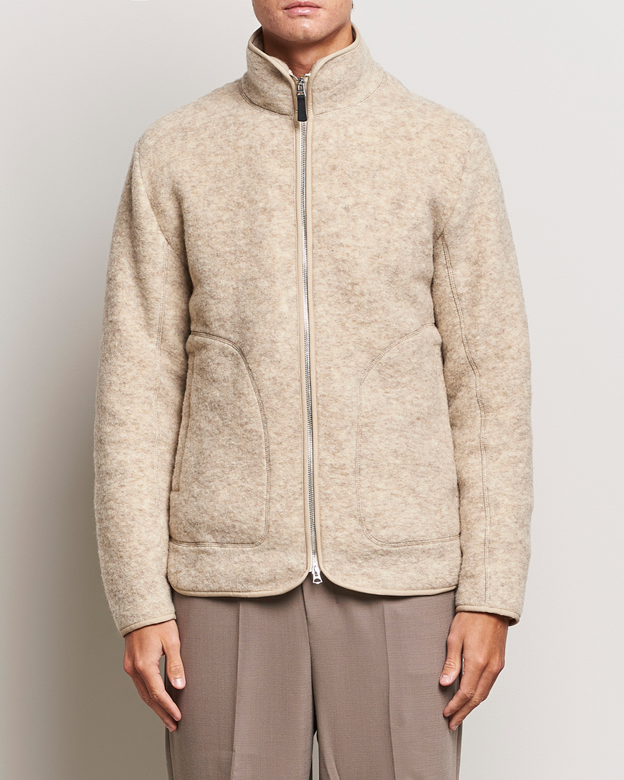 Herre | Gensere | J.Lindeberg | Dustin Wool Fleece Jacket Oyster Grey