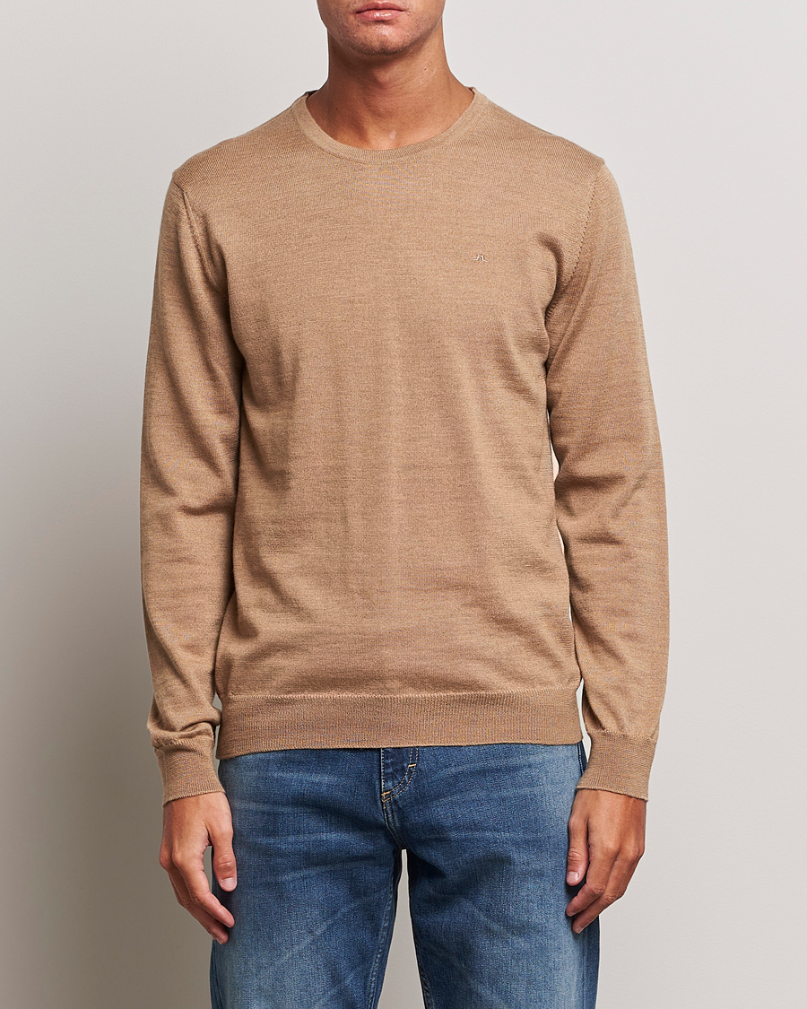 Herre | Gensere | J.Lindeberg | Lyle True Merino Crew Neck Pullover Chipmunk Melange