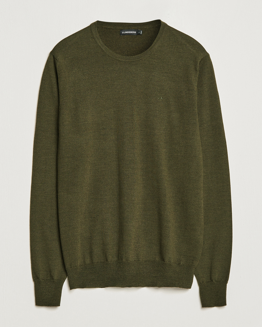 Herre | Gensere | J.Lindeberg | Lyle True Merino Crew Neck Pullover Forest Green
