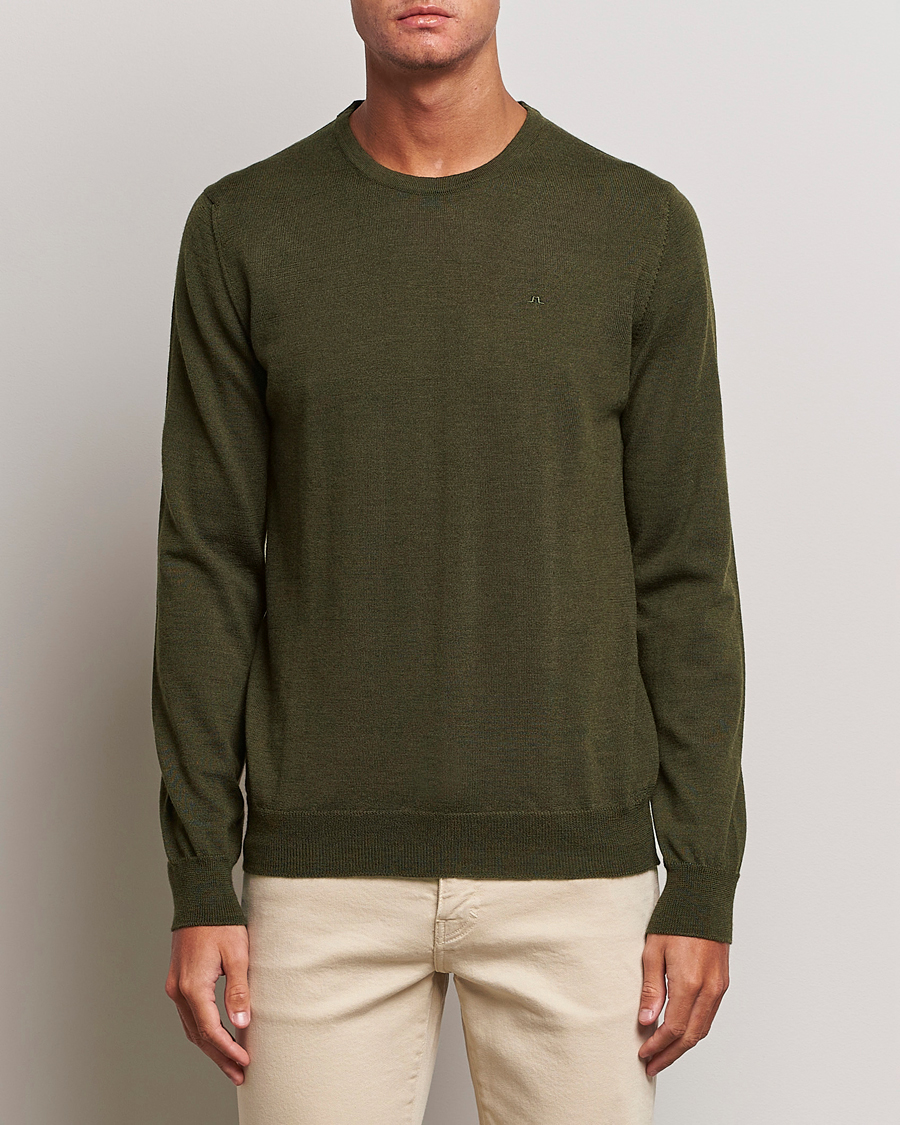 Herre | Gensere | J.Lindeberg | Lyle True Merino Crew Neck Pullover Forest Green